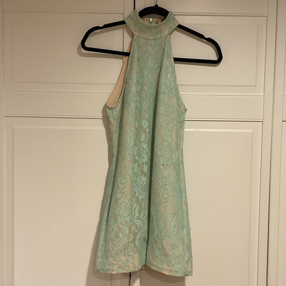 Elliatt Lia Mint Green Lace Halter Mini Dress